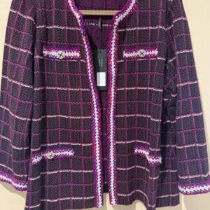 Misook Purple and White Plaid Blazer
